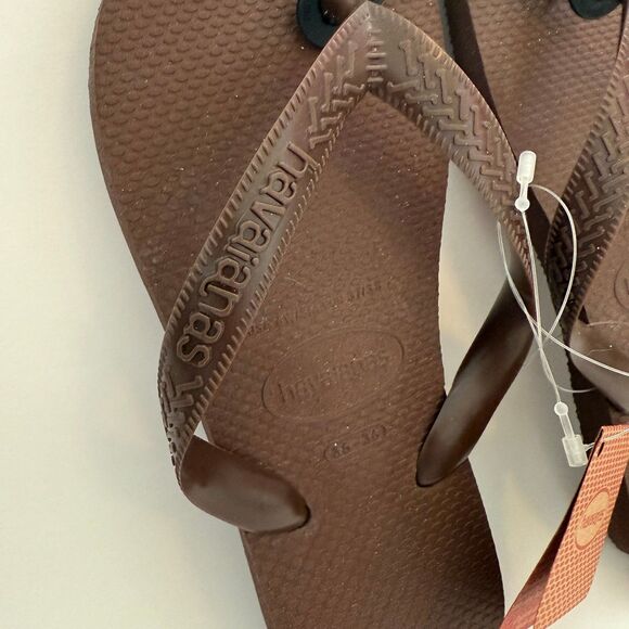 NWT Havaianas Cafe Dark Brown Flip Flops Size Men's 5 Women's 6 - Picture 2 of 7